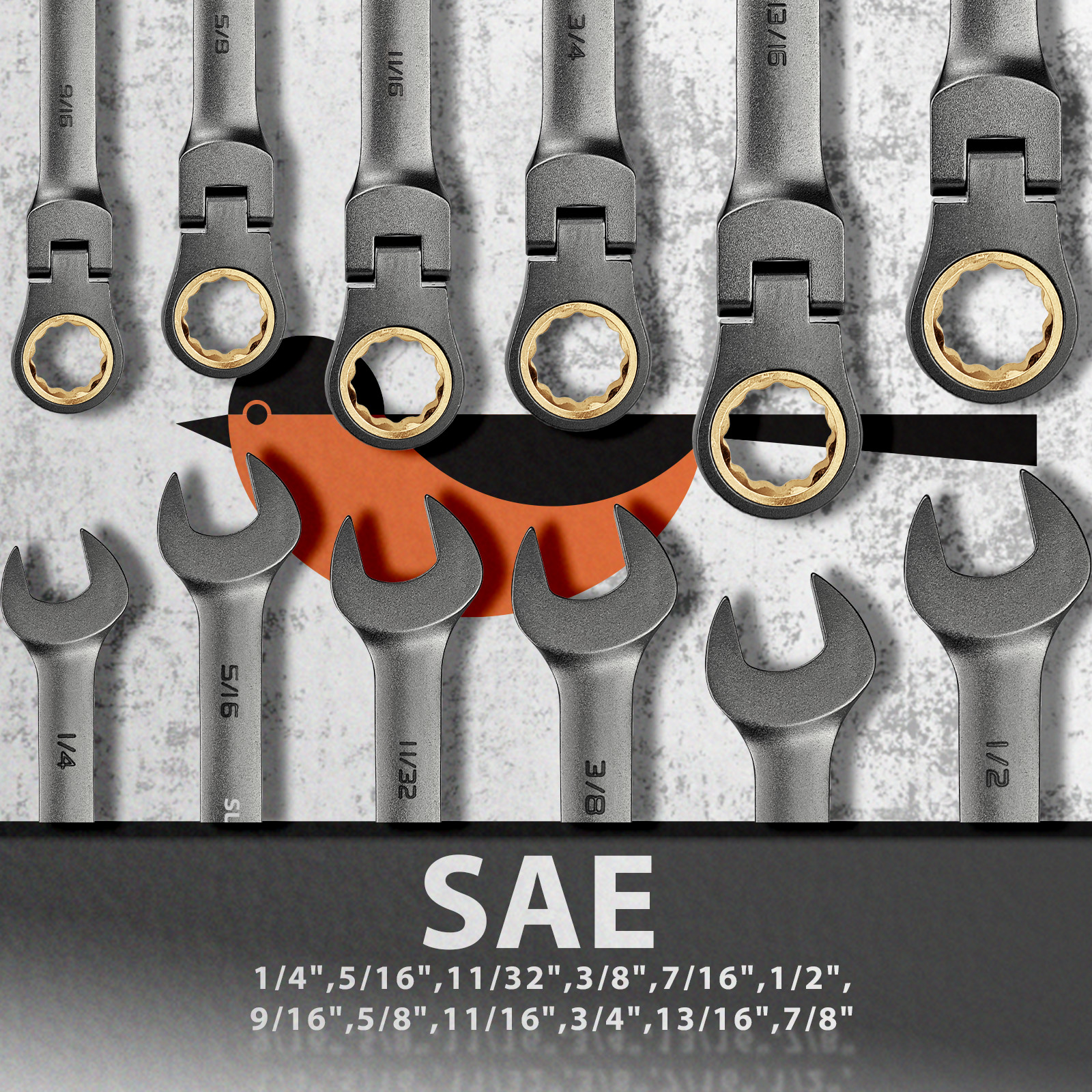 Flex Head Ratcheting Wrench Set[SAE]