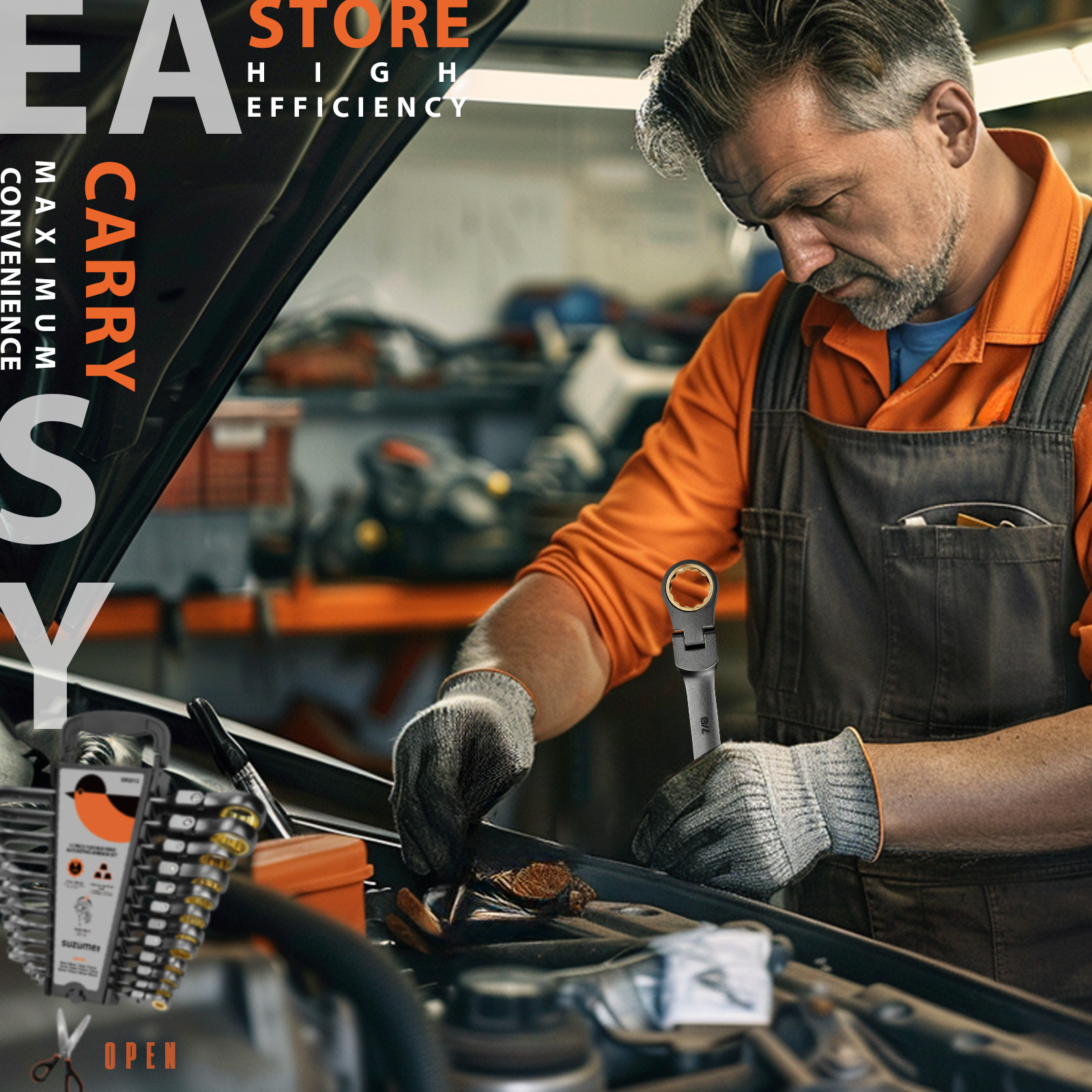 Flex Head Ratcheting Wrench Set[SAE]