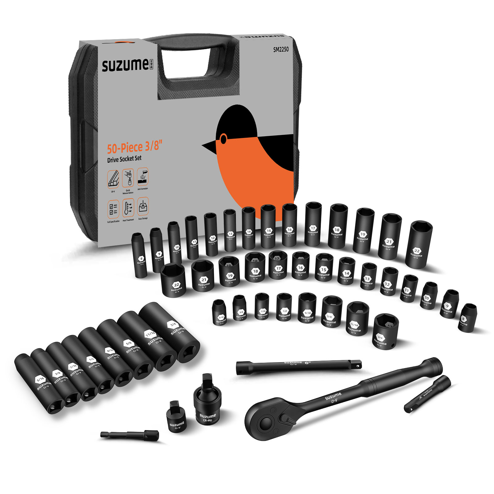 3/8" Drive Impact Socket Set