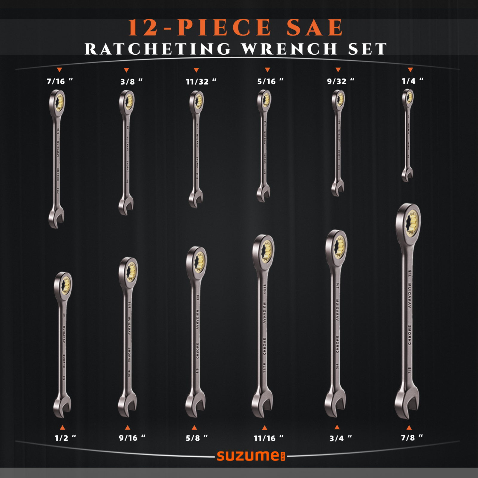SAE Ratcheting Wrench Set 12(SAE)
