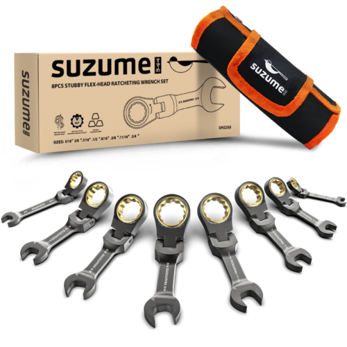 SUZUME 8-Piece Stubby Wrenches Set SAE (5/16” to 3/4”)
